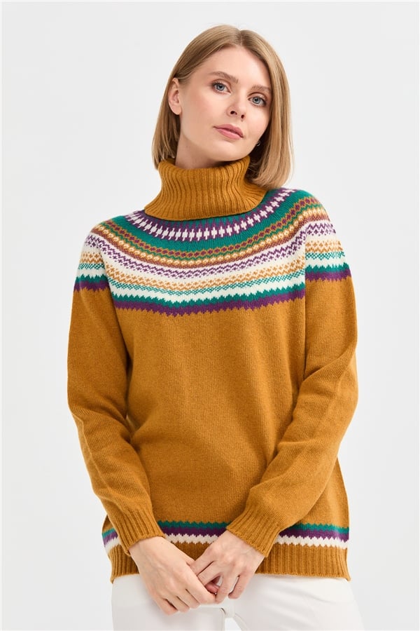 Женская шерстяная водолазка Горчица