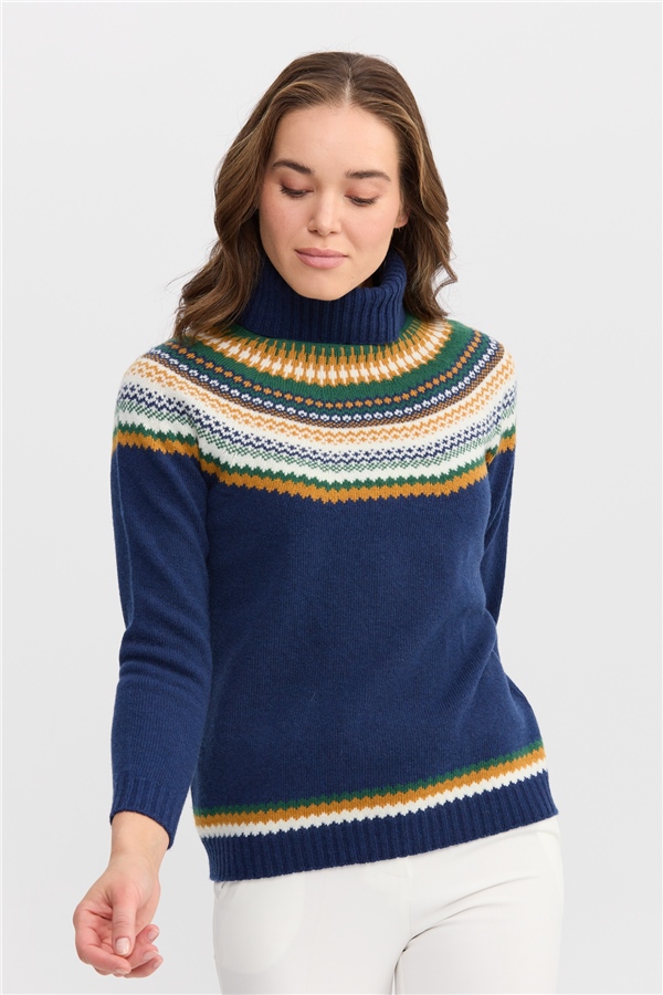 Женская шерстяная водолазка индиго 