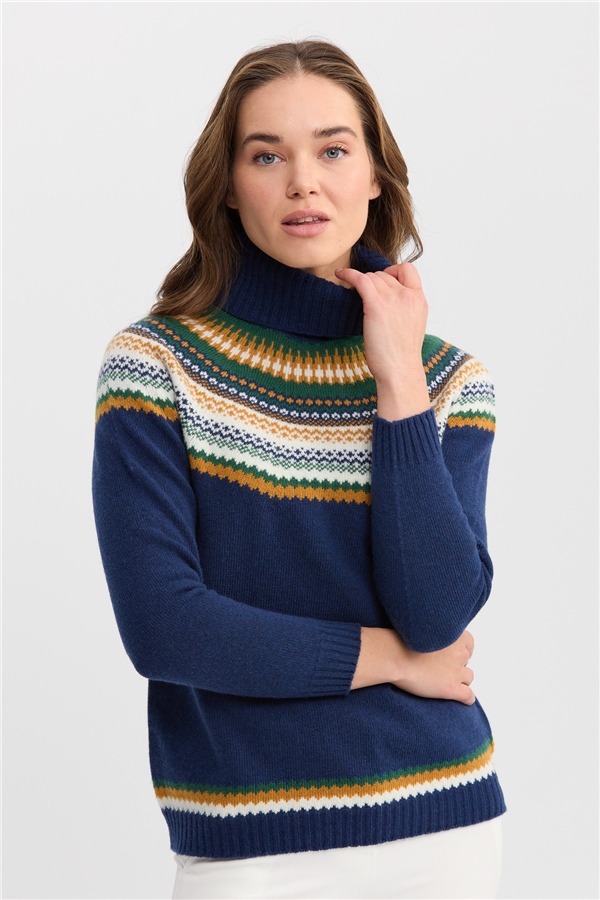 Женская шерстяная водолазка индиго 