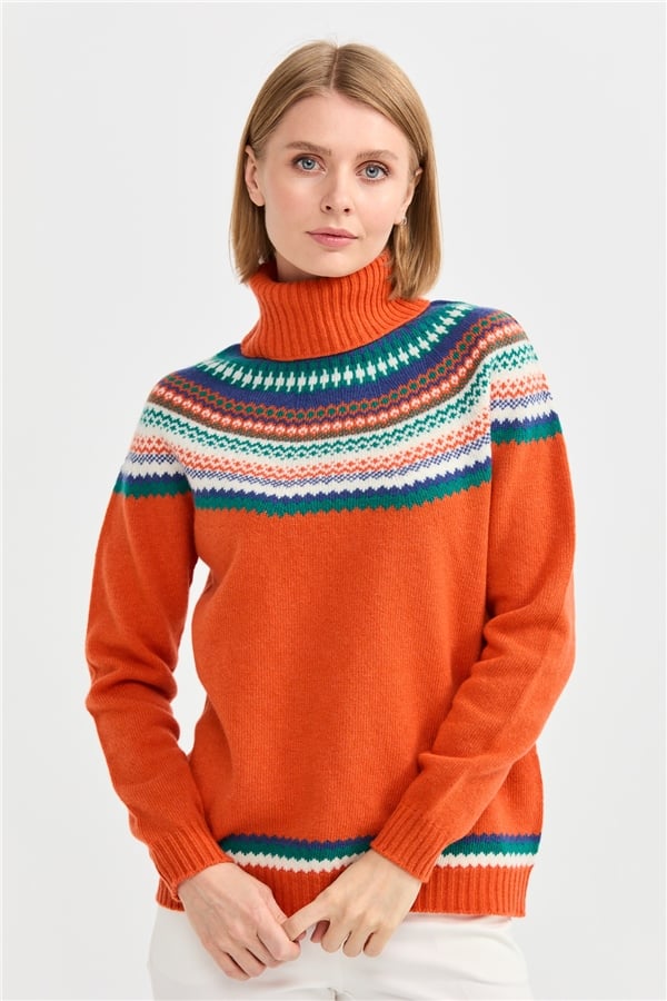 Женская шерстяная водолазка апельсин