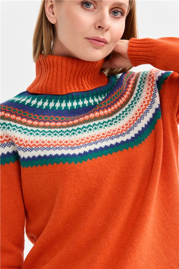 Женская шерстяная водолазка апельсин