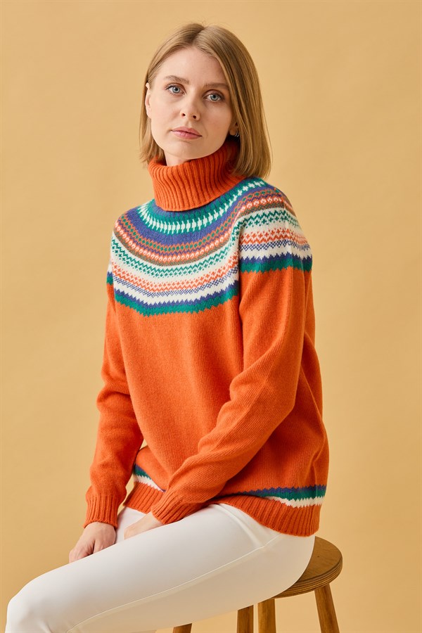 Женская шерстяная водолазка апельсин