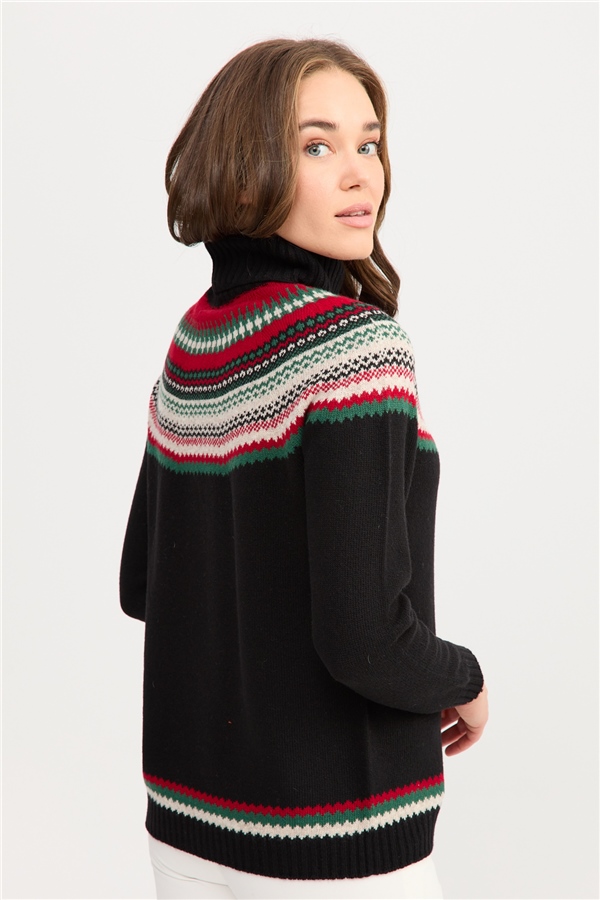 Женская шерстяная водолазка черная 