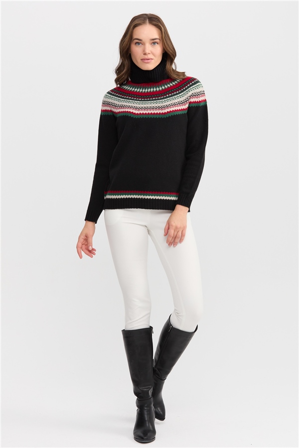 Женская шерстяная водолазка черная 