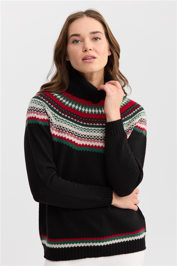 Женская шерстяная водолазка черная 