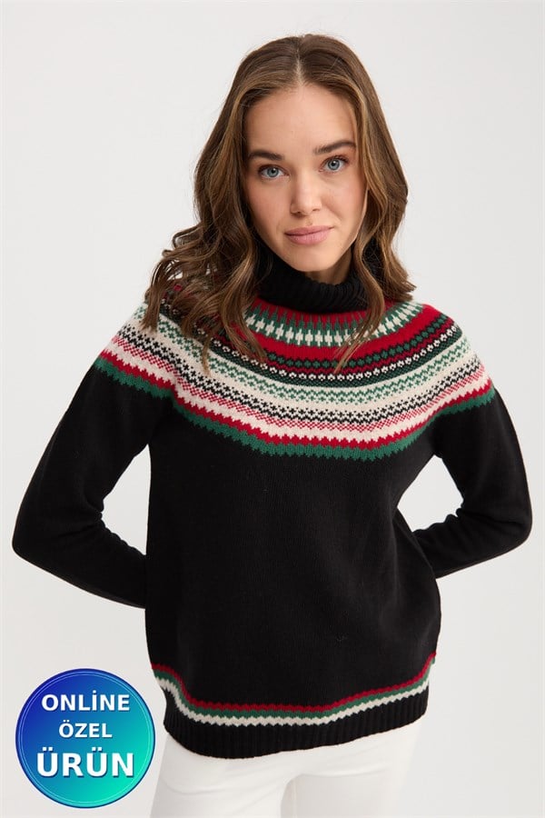 Womens Turtleneck Wool Sweater