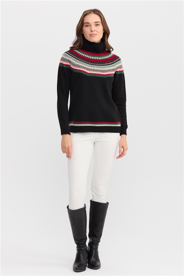 Женская шерстяная водолазка черная 