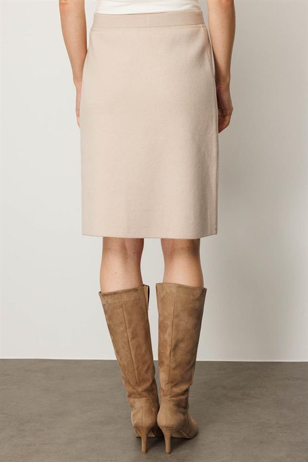 Kadın Triko Düz Basic Etek Bej