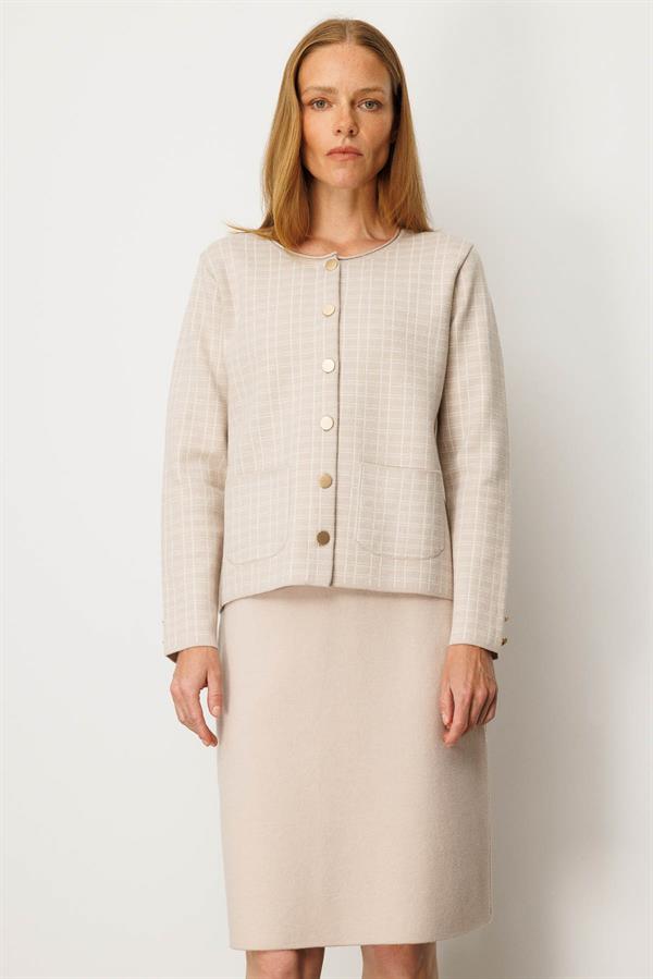 Kadın Triko Düz Basic Etek Bej