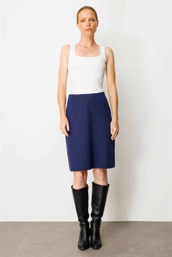 Kadın Triko Düz Basic Etek Lacivert