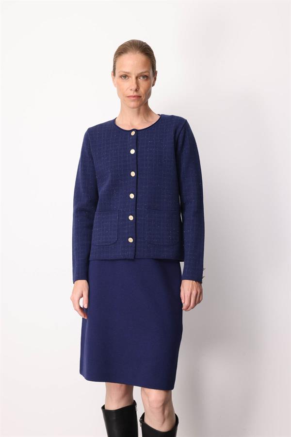 Kadın Triko Düz Basic Etek Lacivert