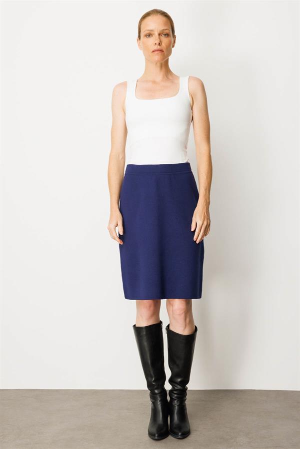 Kadın Triko Düz Basic Etek Lacivert
