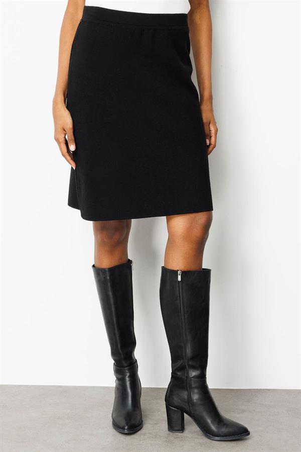Kadın Triko Düz Basic Etek Siyah