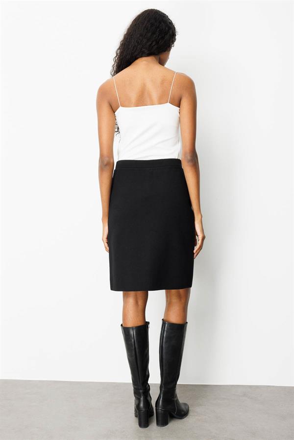 Kadın Triko Düz Basic Etek Siyah