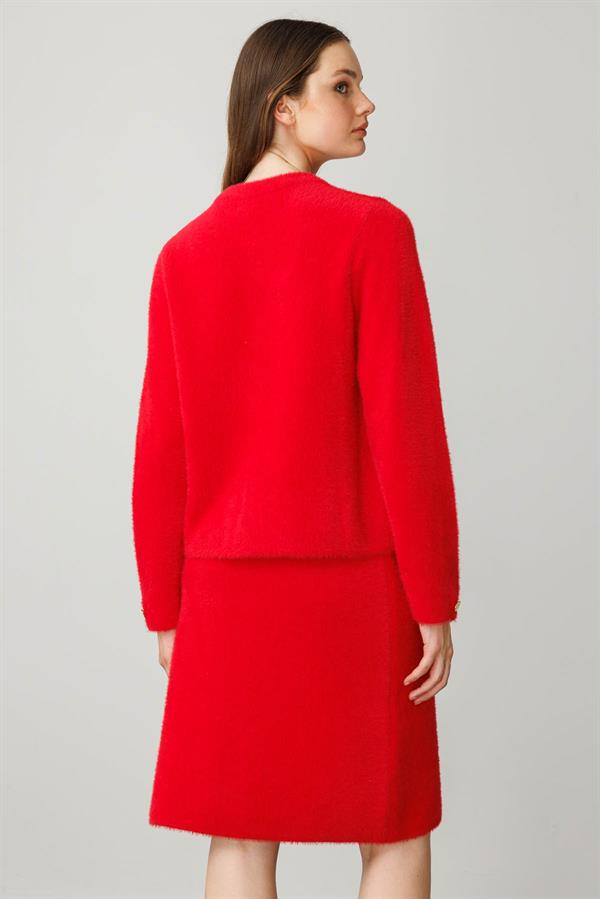 Kadın Triko Kısa Etek Y.Kırmızı