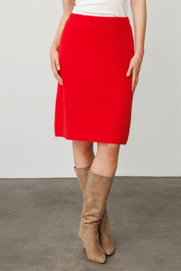 Kadın Triko Kısa Etek Y.Kırmızı