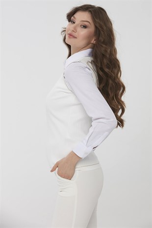 Womens Knitwear Tank Top Ecru