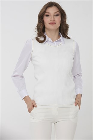 Womens Knitwear Tank Top Ecru