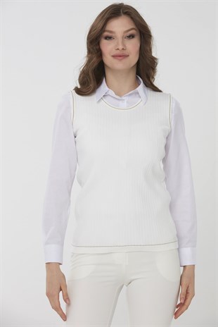 Womens Knitwear Tank Top Ecru