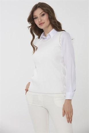 Womens Knitwear Tank Top Ecru