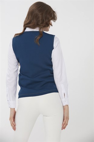 Womens Knitwear Tank Top İndigo