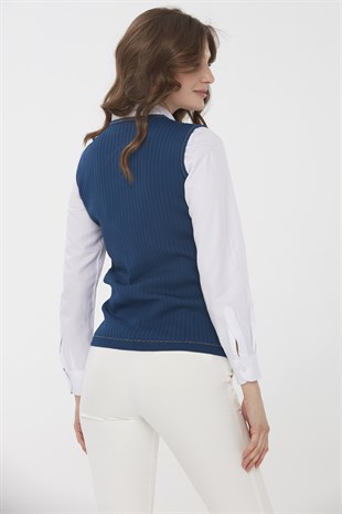 Womens Knitwear Tank Top İndigo