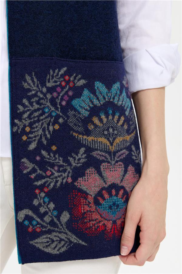 Kadın Triko Önü Açık Araboy Yün Yelek Y.A Lacivert