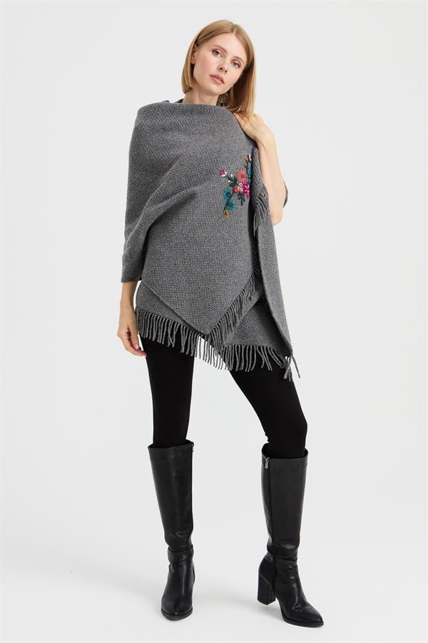 Женский трикотаж Латунная вязаная шерстяная шаль с вышивкой