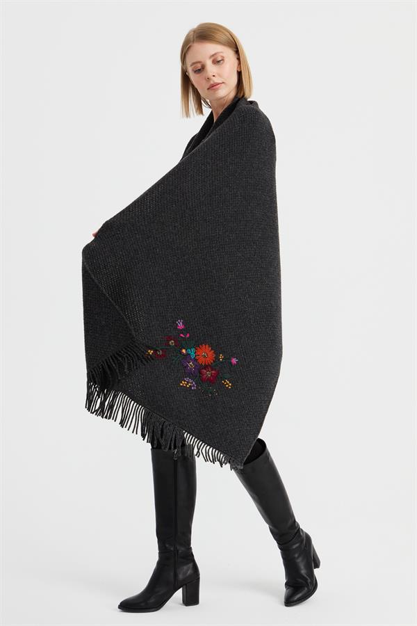 Женский трикотаж Латунная вязаная шерстяная шаль с вышивкой