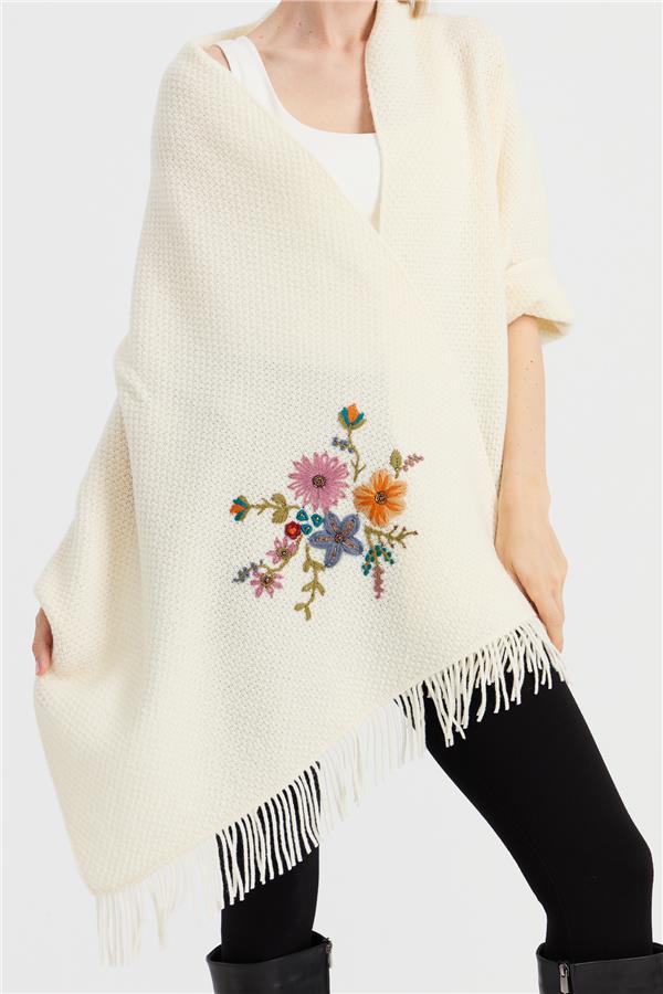 Женский трикотаж Латунная вязаная шерстяная шаль с вышивкой