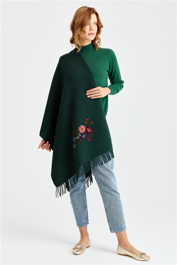 Женский трикотаж Латунная вязаная шерстяная шаль с вышивкой