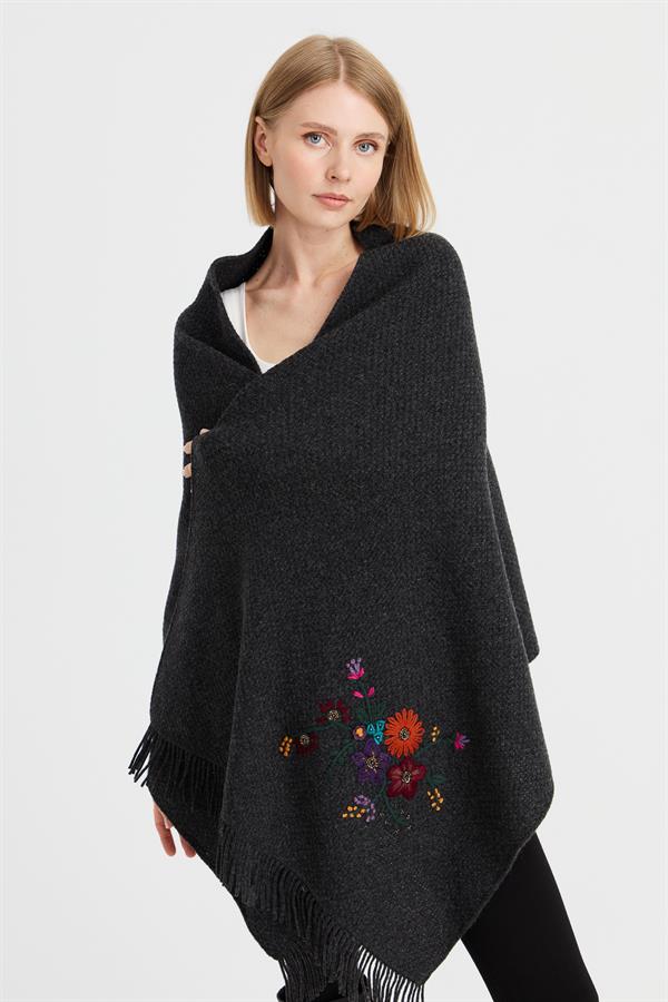 Женский трикотаж Латунная вязаная шерстяная шаль с вышивкой