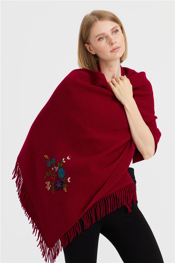 Женский трикотаж Латунная вязаная шерстяная шаль с вышивкой