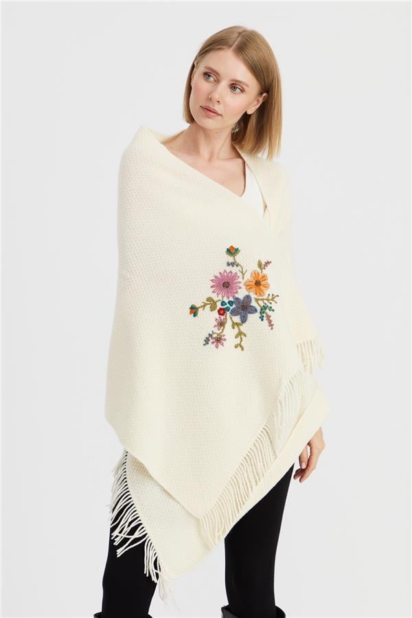 Женский трикотаж Латунная вязаная шерстяная шаль с вышивкой