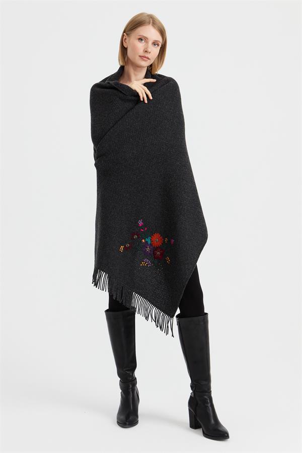 Женский трикотаж Латунная вязаная шерстяная шаль с вышивкой