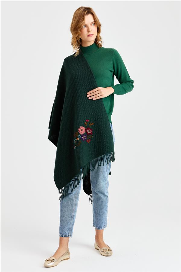 Женский трикотаж Латунная вязаная шерстяная шаль с вышивкой