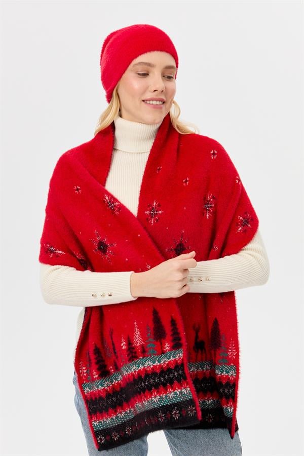 Женская новогодняя шаль с узором