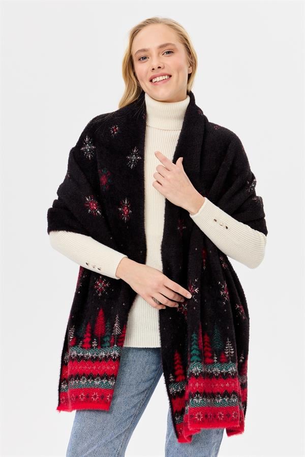 Женская новогодняя шаль с узором