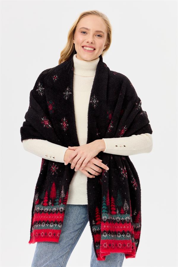 Женская новогодняя шаль с узором