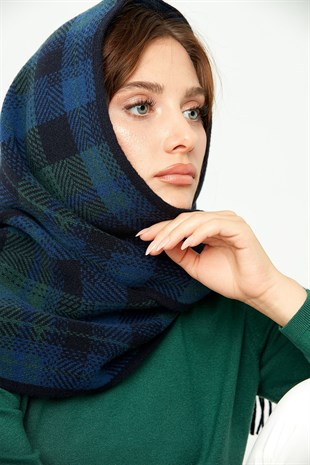 Женский шерстяной шарф темно-синий