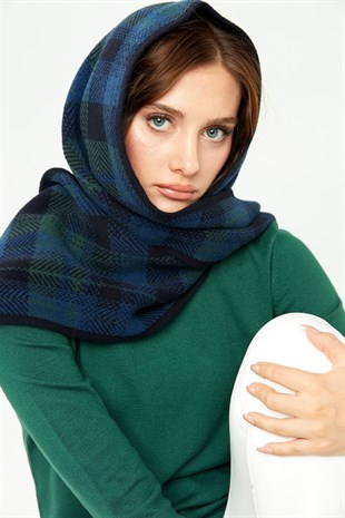 Женский шерстяной шарф темно-синий
