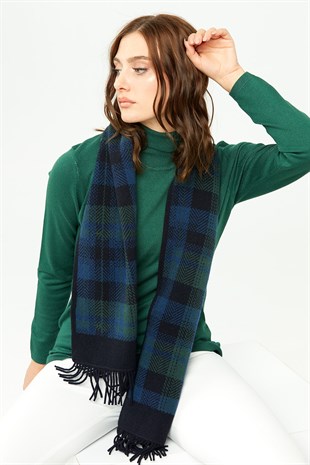 Женский шерстяной шарф темно-синий