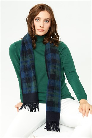 Женский шерстяной шарф темно-синий