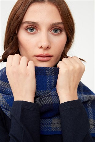 Женский шерстяной шарф темно-синий