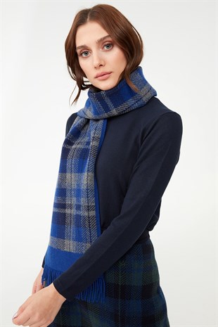 Женский шерстяной шарф темно-синий