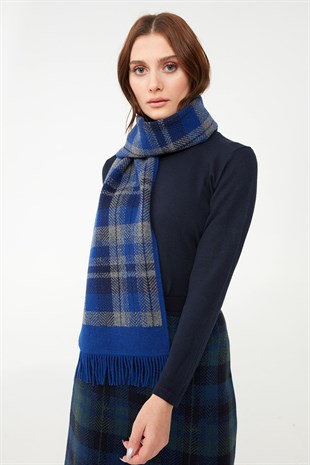 Женский шерстяной шарф темно-синий