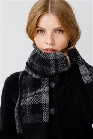 Женский шерстяной шарф черный