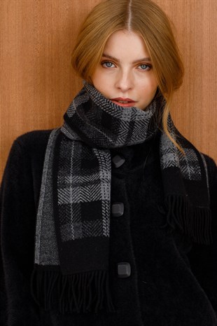 Женский шерстяной шарф черный