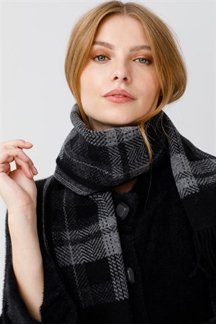 Женский шерстяной шарф черный