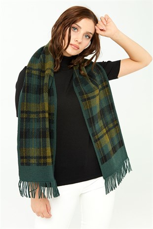 Женский шерстяной шарф зеленый